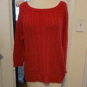 American Eagle Outfitters Red Cable Knit Sweater